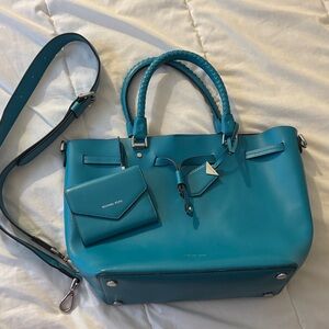 Michael Kors Blakey teal Leather Satchel Bag